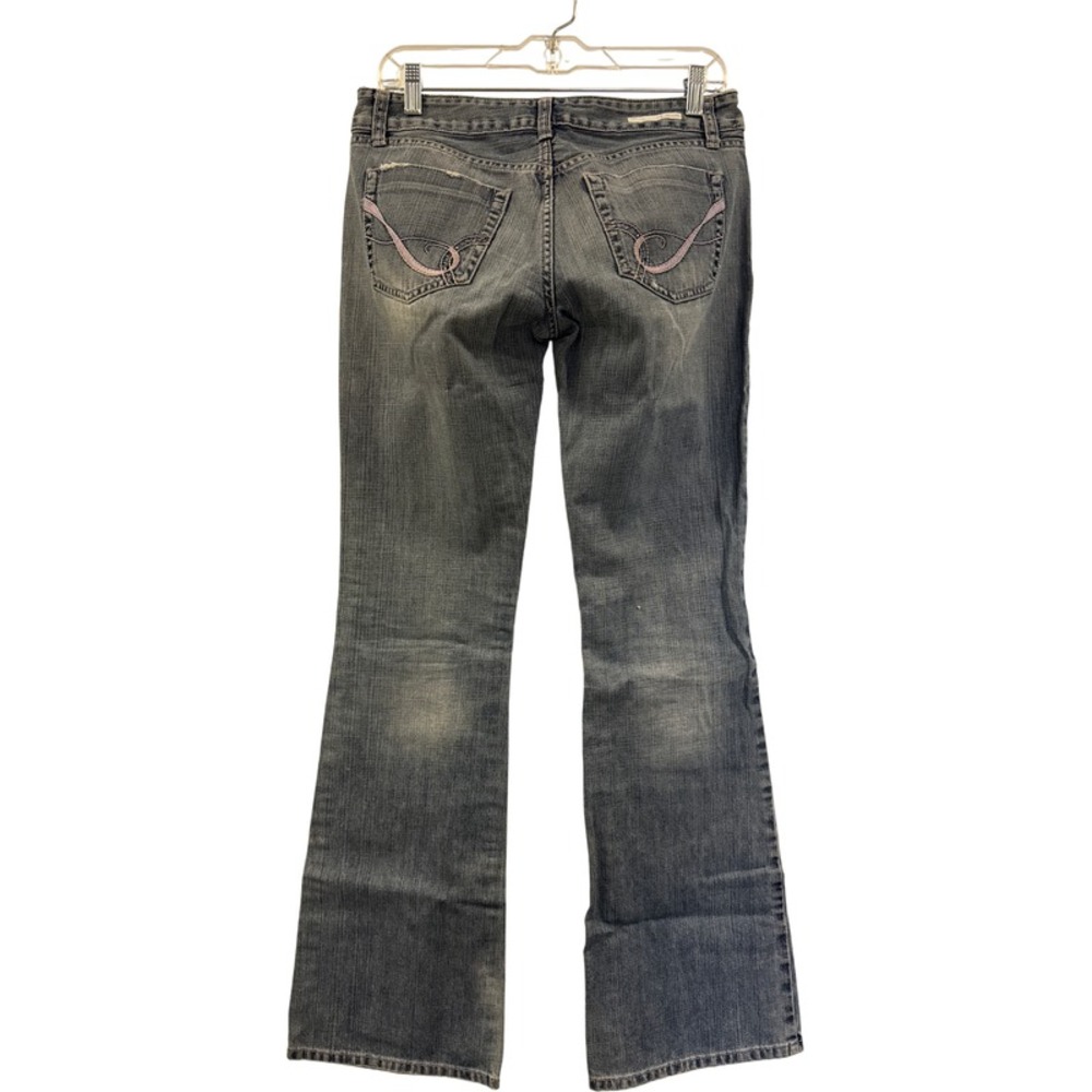 Flared Jeans Size 8 Long Lilac Design Back Pockets Cotton Denim